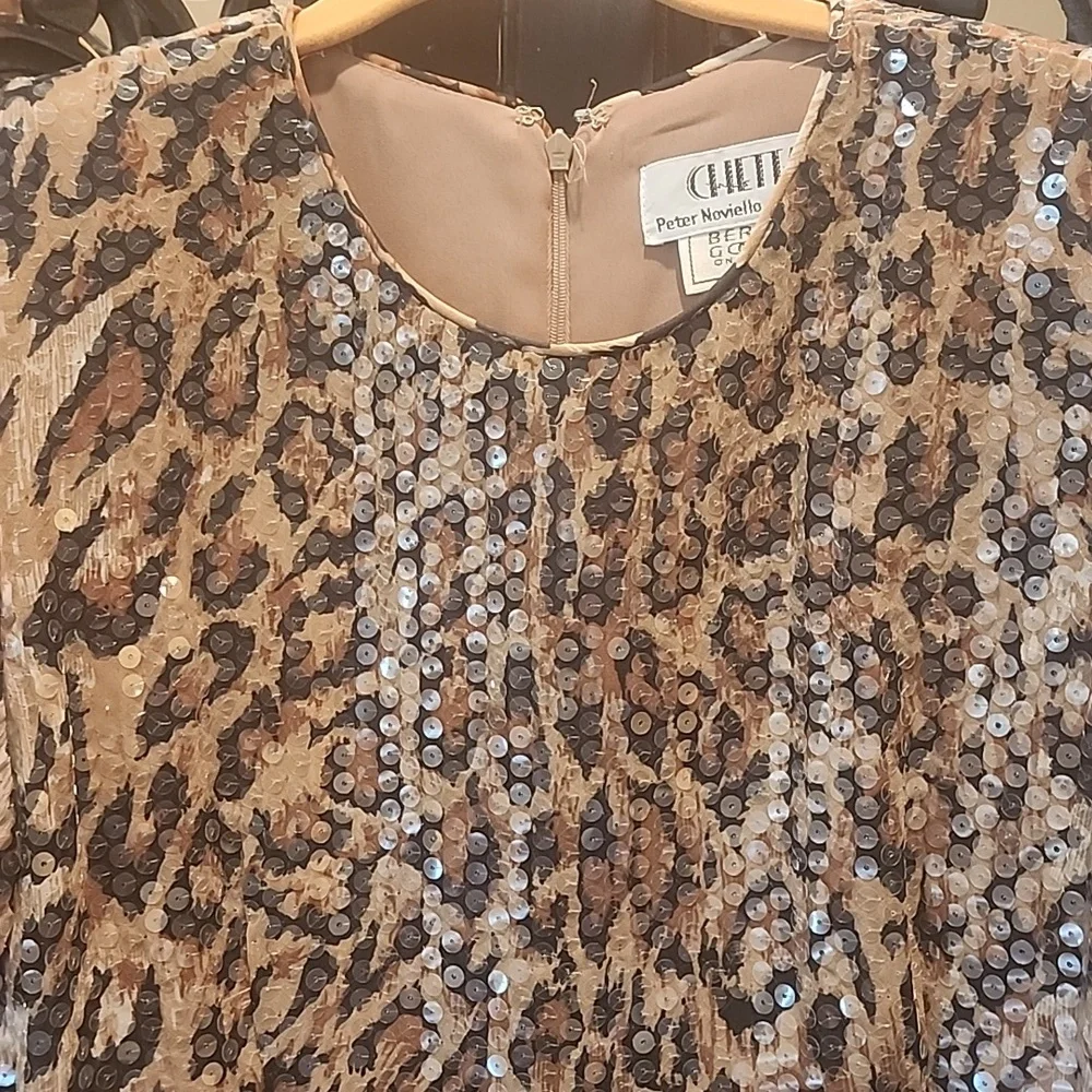 🔥Chetta B for Bergdorf Goodman Leopard Sequin Dress Size 8 EUC 🐆 - Picture 5 of 13